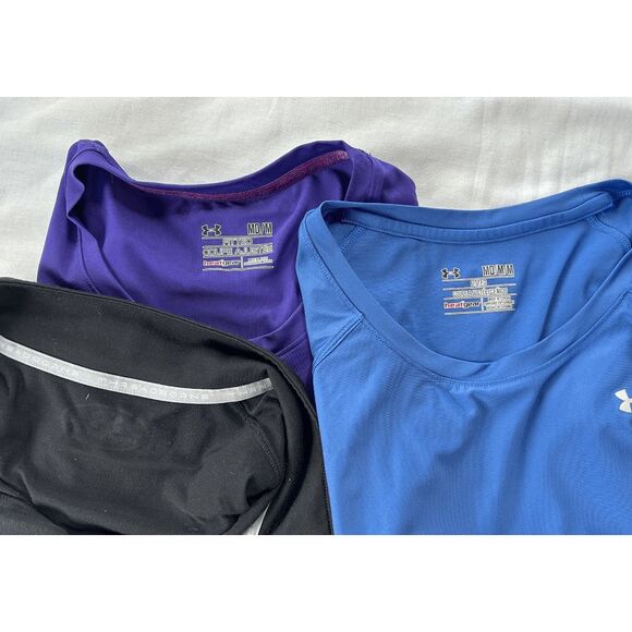 Lot of Three Women's Under Armour Pull Over Shirts, Size Medium, Blue/Black - Picture 4 of 9
